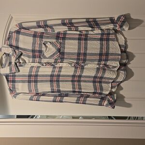 beachlunchlounge plaid L/S button down shirt